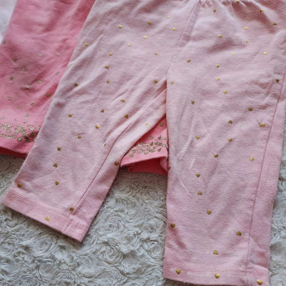 Jumping Beans 3 Piece Bundle Pink Sparkly Baby Girl Matching Set 6mo